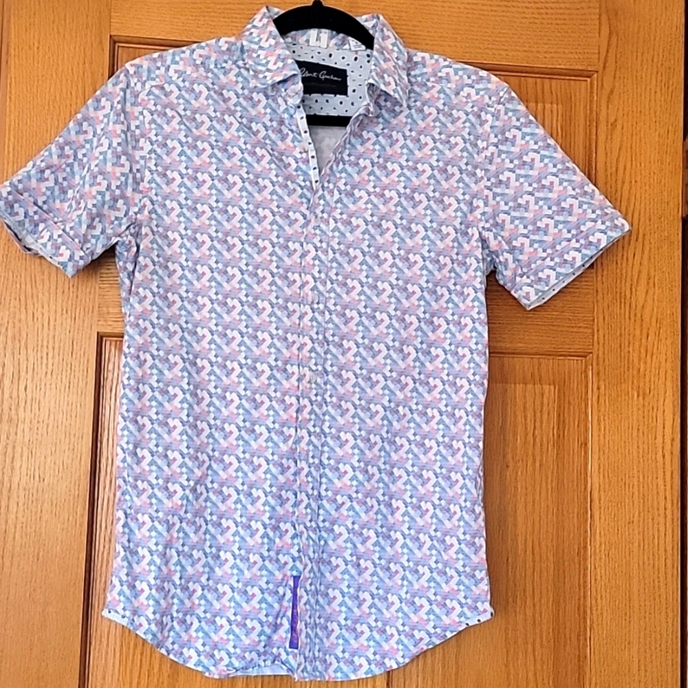 Robert Graham Pastel Men's Button Down Collared Short Sleeved Shirt